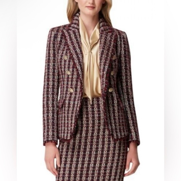 Tahari ASL Red and White Plaid Blazer - Picture 1 of 8